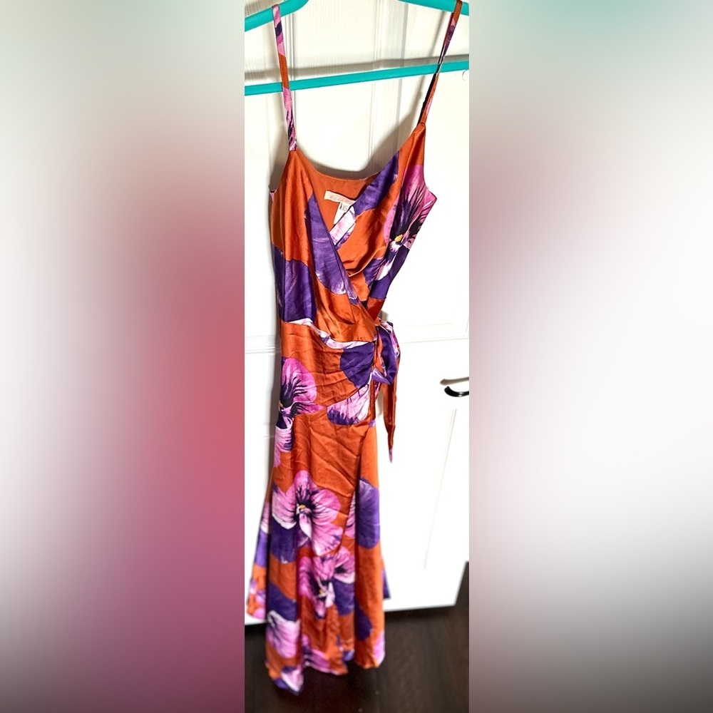 Anthropologie Hutch Satin Floral Maxi Dress NWT XS Vacation Event - Picture 8 of 16